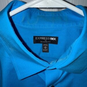 MENS EXPRESS 1MX FITTED DRESS SHIRT BLUE